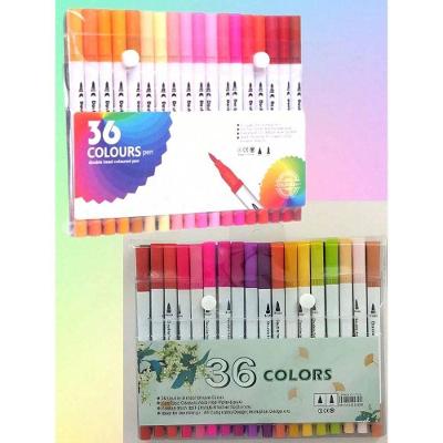 Caneta Hidrográfica Dupla Ponta OEM Dual Pen com Brush Lettering Kit 36 Cores
