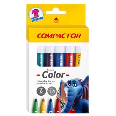 Caneta Hidrográfica Compactor Hidrocor Color 15824-10 Ponta Grossa Super Resistente 06 Unidades