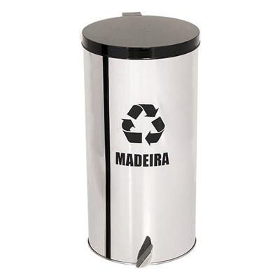Lixeira para Coleta Seletiva Modelo 30x60 50 Litros Aço Inox Inox