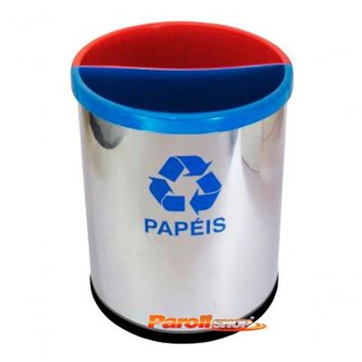 Lixeira Mix2i 25L em Aço Inox Polido com 2 Divisões para Papel e Plástico Inox