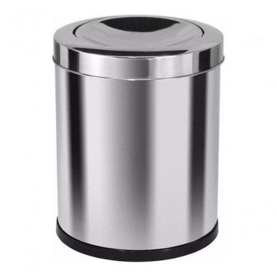 Lixeira Inox Tampa Meia Esfera 13,5L em Aço Inox para Escritório e Uso Comercial Inox