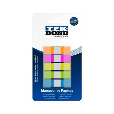 Marcador de Página Adesivo Tek Bond Plastic Bag Aceita Escrita Kit 100 Unidades Laranja, Rosa