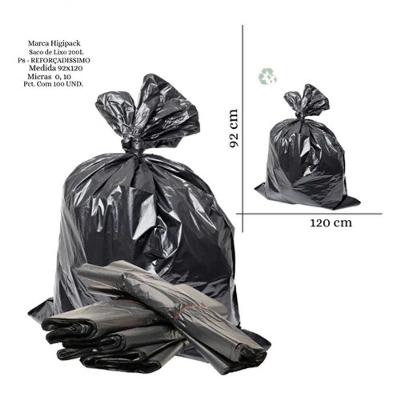 Saco de Lixo P8 200L Preto para Cozinha com 50 Unidades Higipack