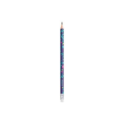 Lápis Preto Grafite HB com Borracha Maped Pixel Party Estampa 1 com Corpo Ergonômico 1 Unidade Preto