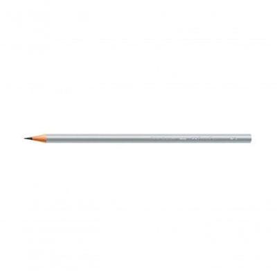 Lápis Grafite Faber-Castell Metallic Prata 2B com Ponta Max Resistente Formato Hexagonal