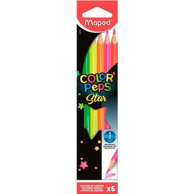 Lápis de Cor Maped Color Peps Fluo-Neon Triangular Resistente à Quebra 6 Unidades Neon