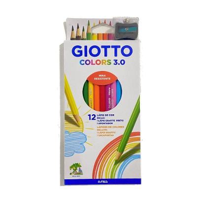 Kit Giotto Colors 3.0 com 12 Cores Vibrantes, Grafite e Apontador para Desenho e Estudo Preto