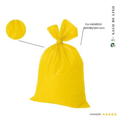 Saco de Lixo 100L Reforçado Amarelo 50 Und para Descarte de Resíduos Higipack