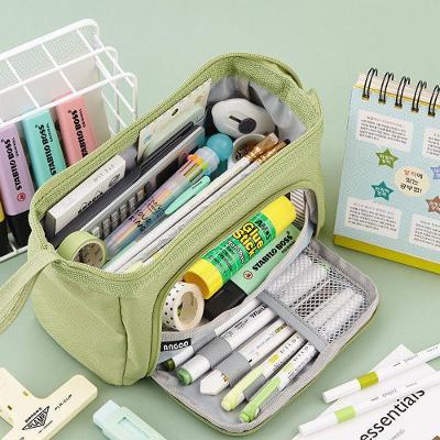 Estojo para Lápis e Canetas OEM de Papelaria em Lona Grande Capacidade 22cmx13cmx9cm Verde