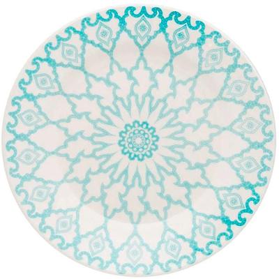 Prato de Sobremesa Mandala 18CM em Cerâmica para Servir Doces e Frutas Branco