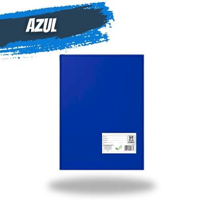Pasta Catálogo A4 OEM com Visor e 50 Plásticos em Polipropileno para Organização de Documentos Azul