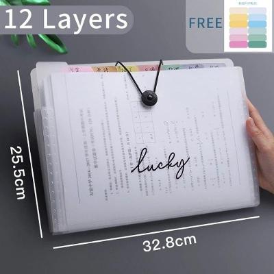 Pasta A4 para Documentos OEM 6211 Branco 12 Layers Grande Capacidade Impermeável em Plástico