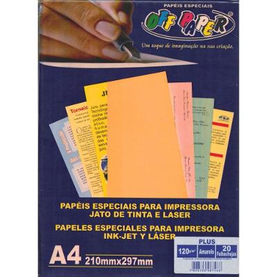 Papel A4 Off Paper Plus 120 G-M² 210X297MM Bloco com 20 Folhas para Impressão Amarelo