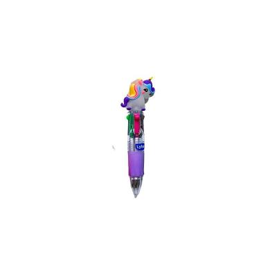 Mini Caneta Esferográfica Lyke Rainbow Unicórnio Ponta 0,7MM 4 Cores em um Único Corpo Roxo