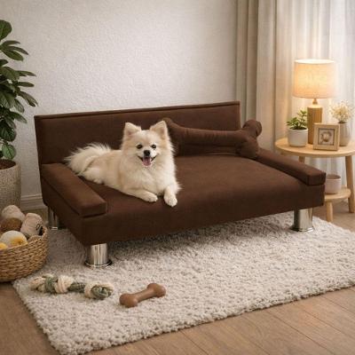 Cama Pet Pallazio Estofada com Almofada de Osso Marrom 60x40CM