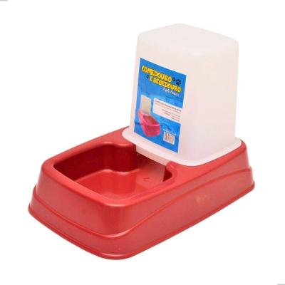 Kit Comedouro e Bebedouro OEM Comedouro-Bebedouro Dupla Função Cães e Gatos Plástico Vermelho 1 kg 1