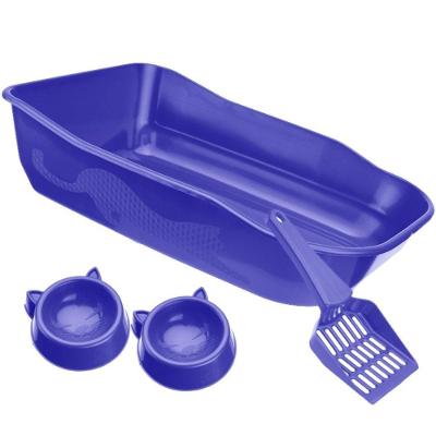Kit Caixa de Areia para Gatos Grandes OEM Furba Durapets Plástico 100% Reciclado Azul 41x33x11cm 4