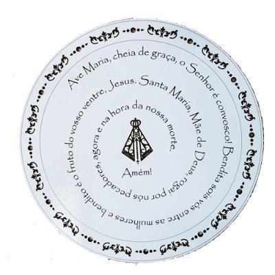 Decoração Mandala Oração Ave Maria em MDF 60 cm Branco Trovarelli Móveis