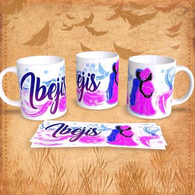 Caneca Decorada Orixás Ibejis em Porcelana 325ML para Presente e Uso Diário Outras Marcas