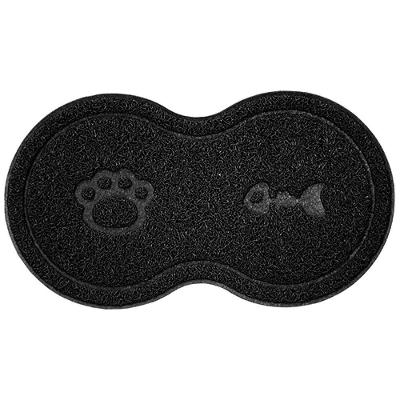 Tapete para Comedouro Pet OEM Tapete Pet Comedouro Vinílico Uzoo Cachorro Gato PVC Cat Preto 46x26cm