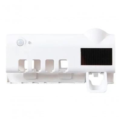 Suporte Dispenser de Pasta de Dente com Esterelizador UV para Escovas em ABS Branco 19x12
