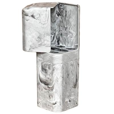 Porta Escovas e Creme Dental Mármore Carrara com Encaixe Adesivo Branco OEM