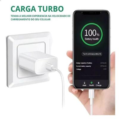 Fonte Carregador Turbo 20W MDM Fonte 20W Carregamento Turbo Universal Rápido Branco com Cabos