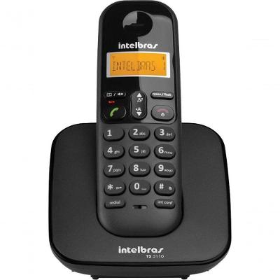 Telefone sem Fio Intelbras TS 3110 com Identificador de Chamadas Digital e Agenda 70 Contatos Preto