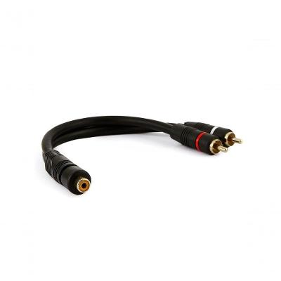 Cabo RCA NWT 1RCA Fêmea + 2RCA Macho Gold para Som Automotivo 20CM 5MM Preto