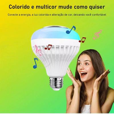 Lâmpada LED Musical 12W E27 com Bluetooth e Controle Remoto Bivolt Branco