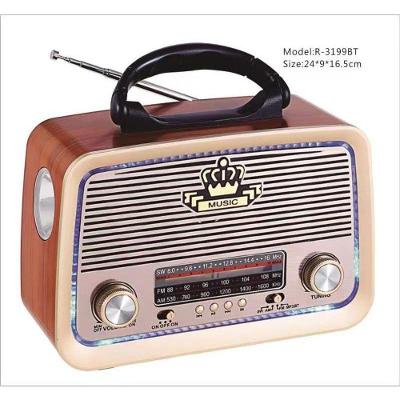 Rádio Retrô Bluetooth OEM AD-3199 com USB Microsd Entrada Auxiliar Bivolt Amadeirado