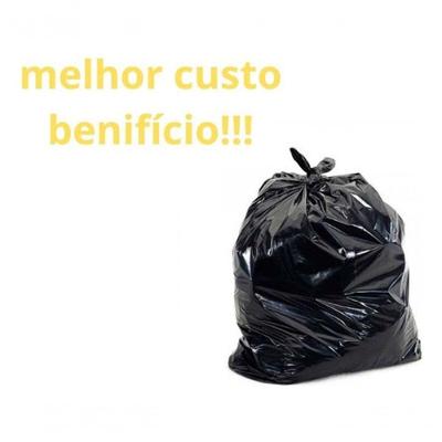 Kit 50un Saco de Lixo Super Reforçado 100 Litros para Uso Pesado em Plástico com EVA Preto Higipack