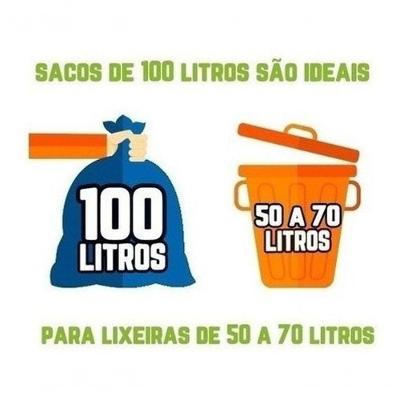 Kit 100un Saco de Lixo 100 Litros Reforçado Resistente Preto Higipack