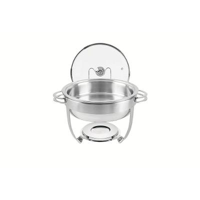 Rechaud Redondo em Aço Inox Banho Maria com Tampa de Vidro e Suporte 4,3 l Inox Tramontina