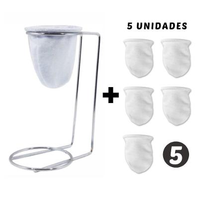 Mini Coador de Café de Pano Individual Chá Mariquinha em Algodão e Metal para Dose Única OEM