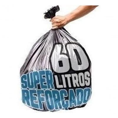 Saco de Lixo 60 Litros Boca Larga Super Reforçado Preto para Uso Profissional Higipack