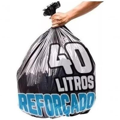 Saco de Lixo 40 Litros 100 Unidades Reforçado para Lixeiras 15 a 20 Preto Higipack