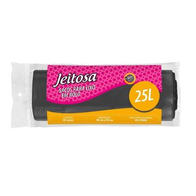 Saco de Lixo em Rolo Jeitosa 25L Plástico Fundo Estrela Reforçado para Resíduos Domésticos Preto