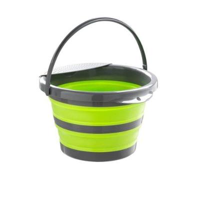Balde Retrátil 4 Litros Dobrável Multiuso Plástico e Silicone TPR com Dreno Azul Cinza Verde Top Rio