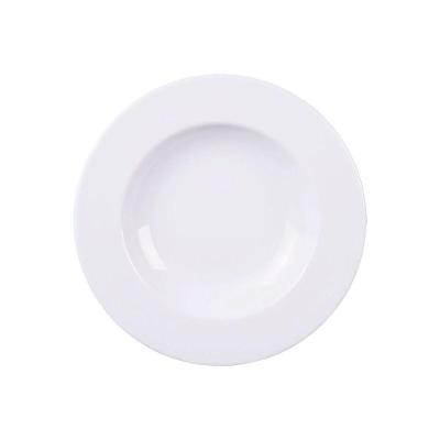 Kit Jogo de Pratos Fundos Elena 10 Peças Porcelana Branca Lisa para Lanche