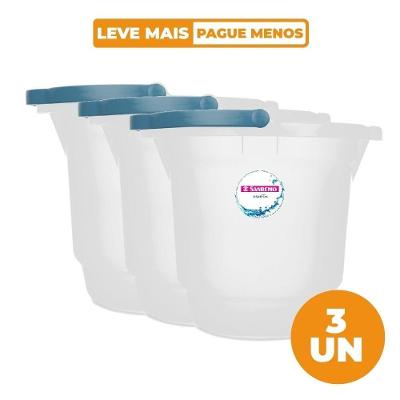 Kit 3 Baldes Hydrus com Alça Anatômica, Bico Direcionador, Escala Medidora Transparente Sanremo