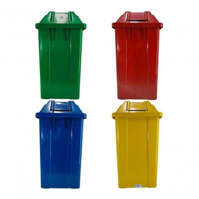 Kit 04 Lixeiras para Coleta Seletiva Cesto Quadrado 60 Litros em Polipropileno Verde Amarela