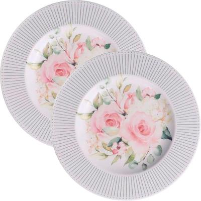 Jogo de Pratos de Sobremesa Ornatta 10 Peças em Porcelana Branco Floral