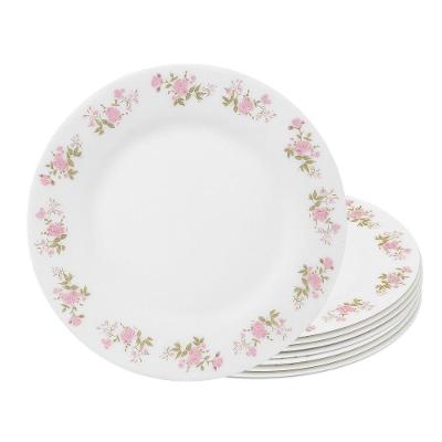 Jogo 8 Prato De Sobremesa De Vidro Flowers Pink 20cm Em Casa Tem