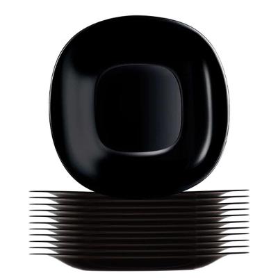 Jogo 12 Prato De Sobremesa Preto Quadrado Square 20cm Vidro Opalino Em Casa Tem