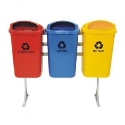Conjunto de Lixeiras Conjunto de 03 Lixeiras 40 Litros Polipropileno Amarelo Azul Vermelho Higipack