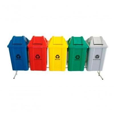 Conjunto de Lixeira para Coleta Seletiva 05 Cestos Quadrado 100 Litros Basculante Higipack