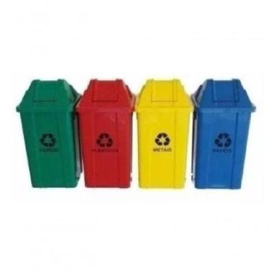 Conjunto de Lixeiras para Coleta Seletiva 04 Cestos 100L Polipropileno Preto Higipack
