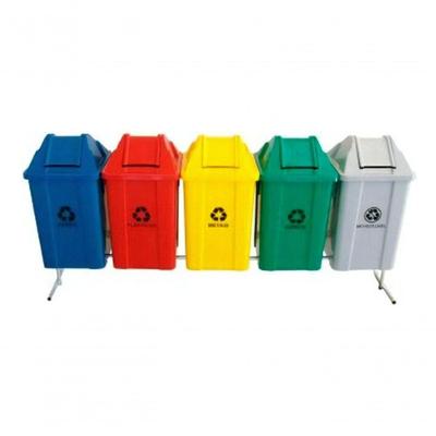 Conjunto de 05 Lixeiras para Coleta Seletiva 100 Litros Polipropileno Azul Vermelho Amarelo Verde