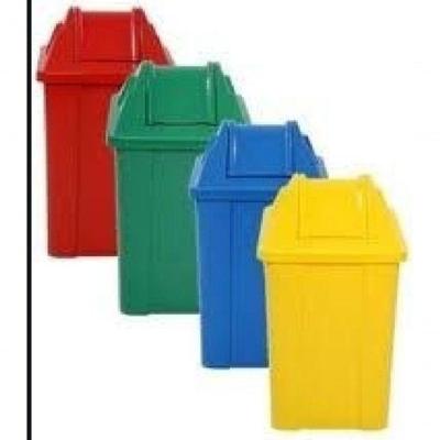 Conjunto Coleta Seletiva Lixeira Reciclável 60L com 2 Cestos Polipropileno Preto
